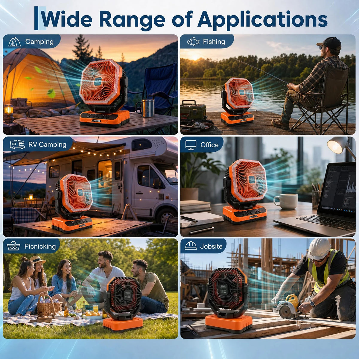 HiMISS Rechargeable Camping Fan With LED Light And Remote Control