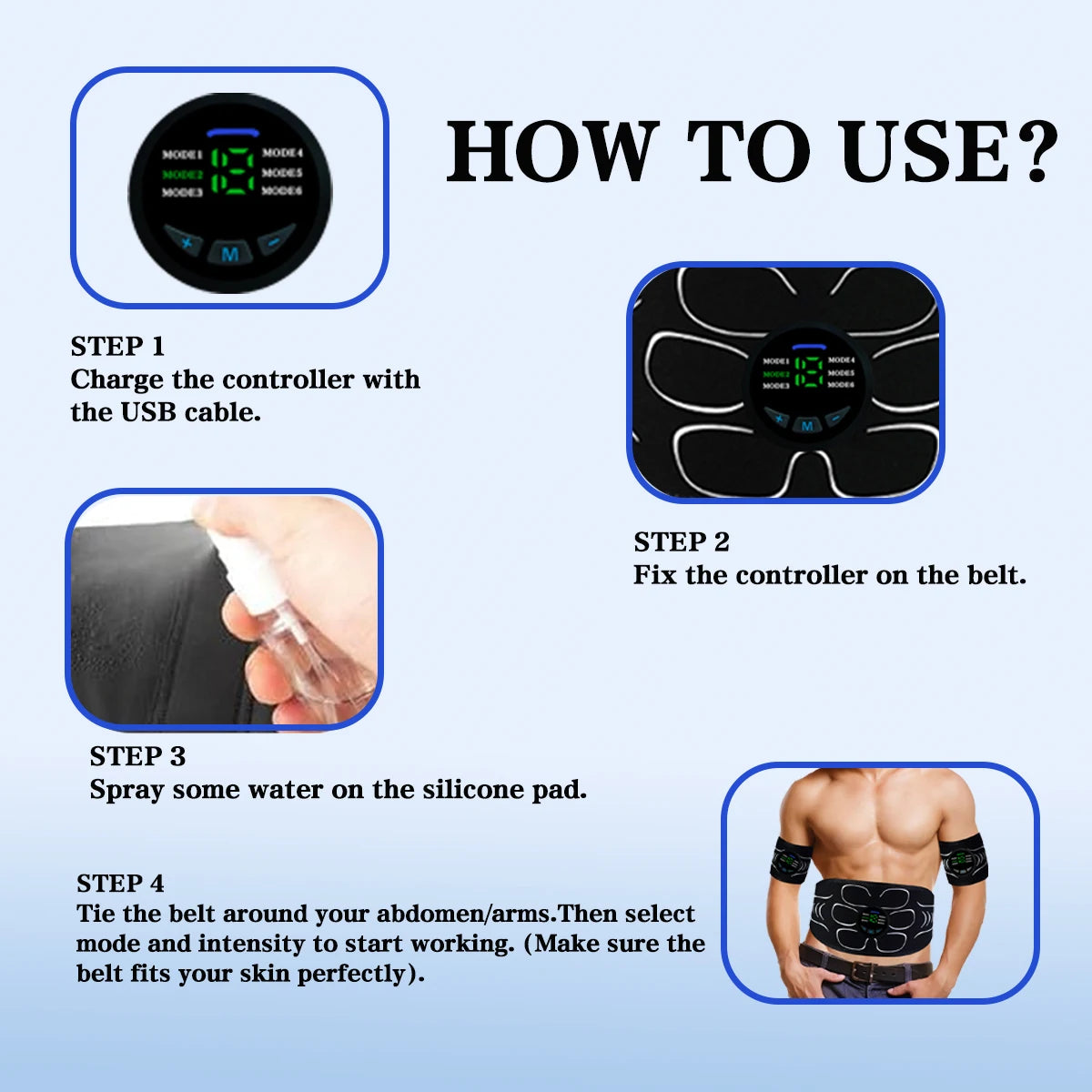 Woflend Rechargeable EMS Muscle Stimulator Fitness Massage Belt
