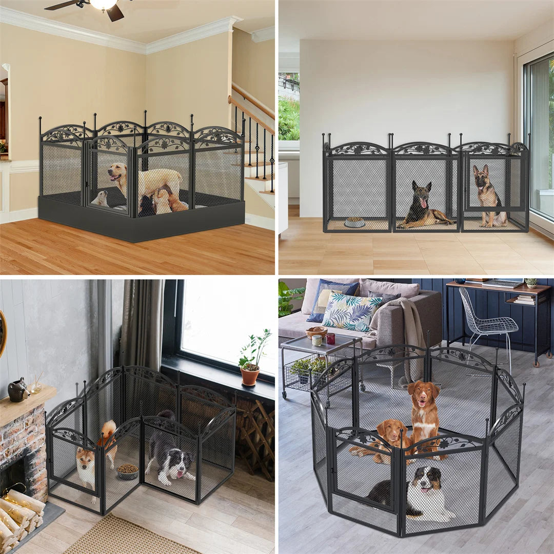 BINGOPAW Heavy Duty Metal Dog Playpen With Waterproof Whelping Pad