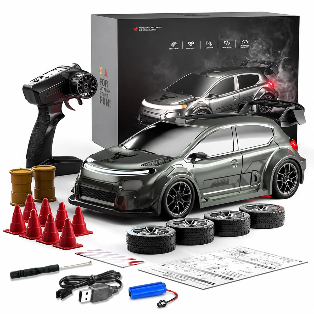 ZNLYRION 4WD RC Drift Car With LED Lights Remote Control