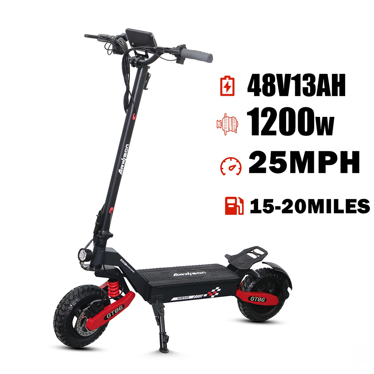 Arwibon 1200W Foldable Electric Scooter With Disc Brakes