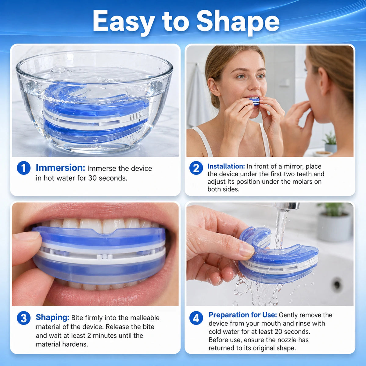 Adjustable Anti Snoring Mouthpiece Custom Fit Sleep Aid With Airflow