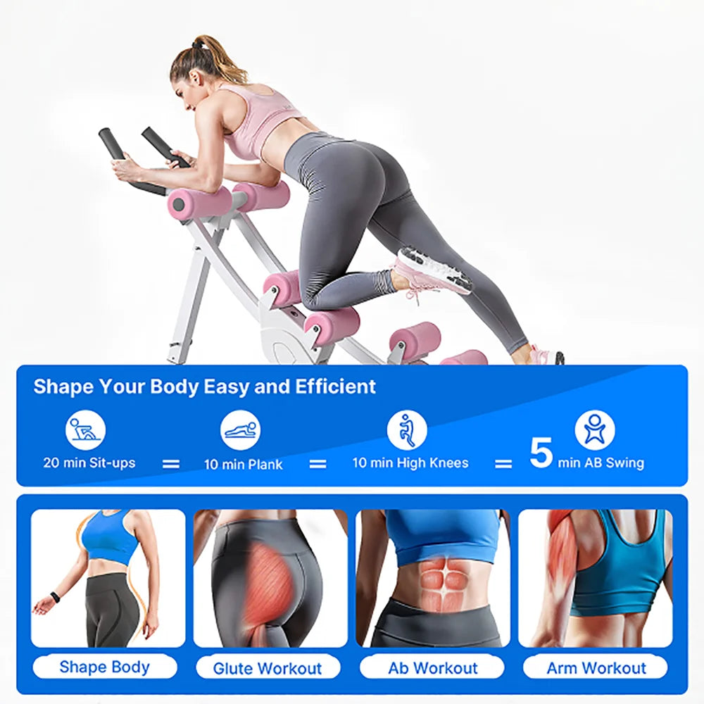 MERACH Foldable Dual Track Ab Machine for Home Core Workouts