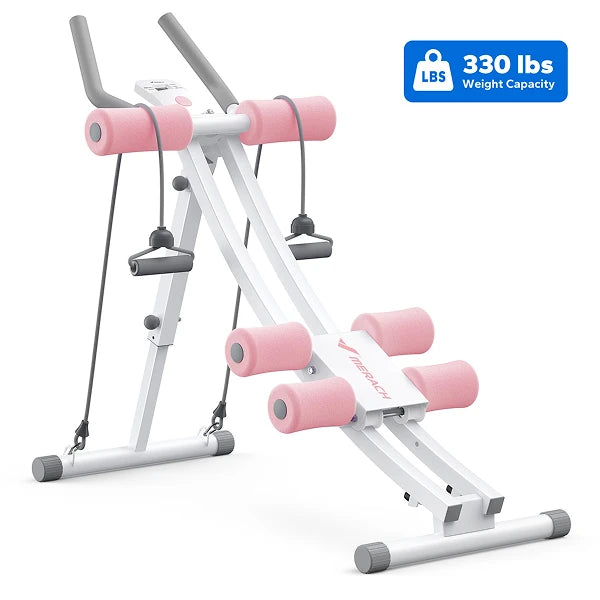 MERACH Foldable Dual Track Ab Machine for Home Core Workouts