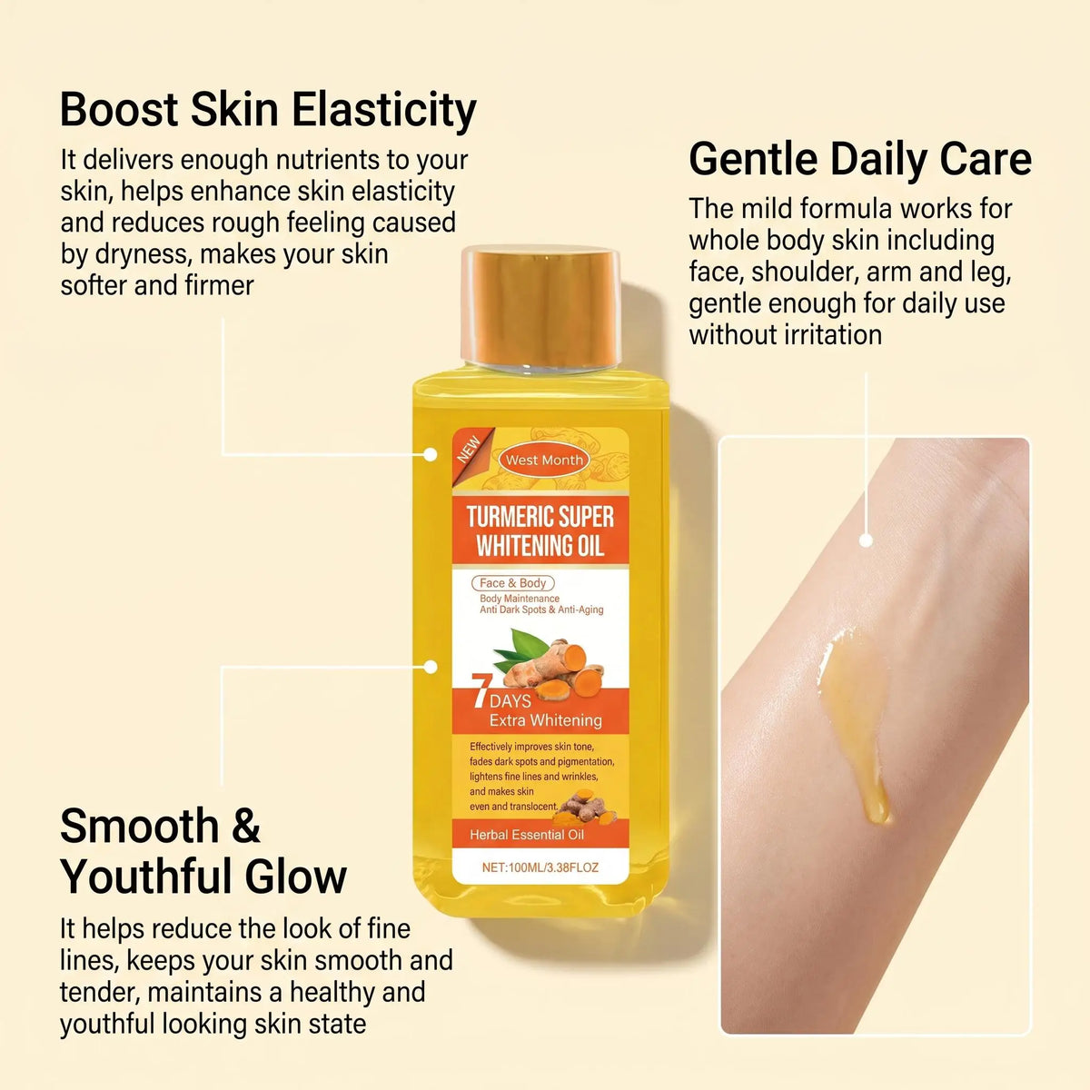 WEST MONTH Turmeric Body Oil For Brighter Even Looking Skin