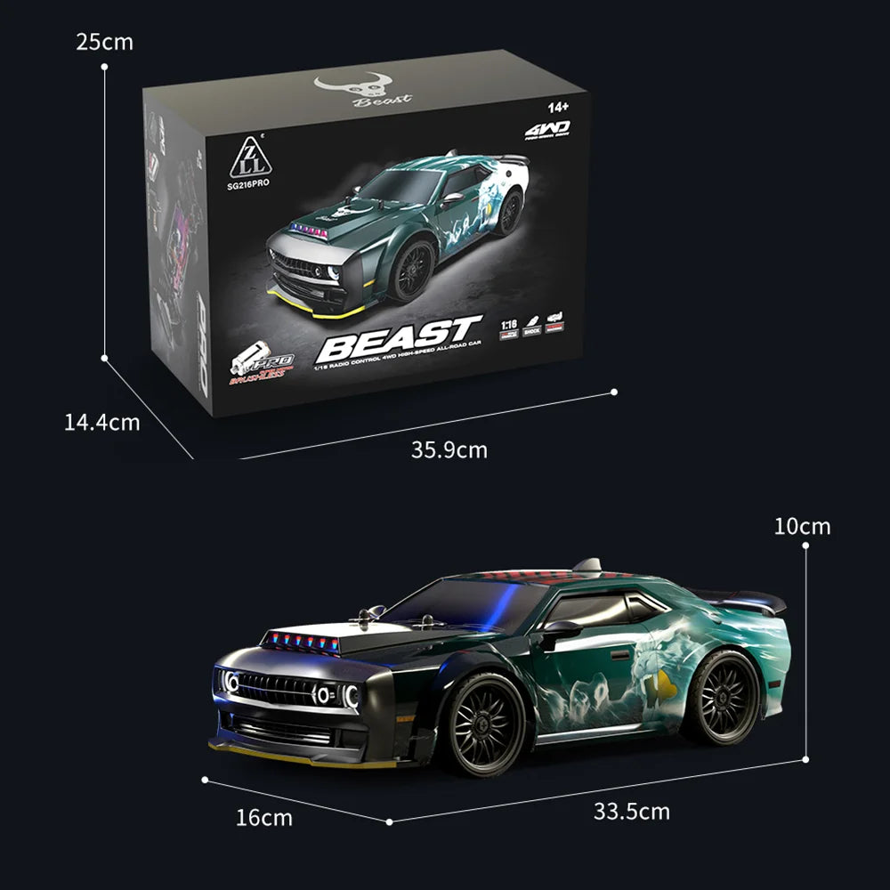 ZNLYRION Brushless 4WD RC Drift Racing Car With LED Lights