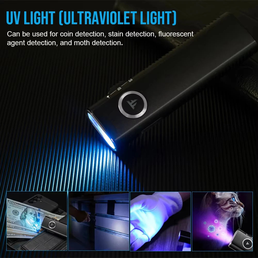 TrustFire Rechargeable EDC Flashlight With White And UV Light