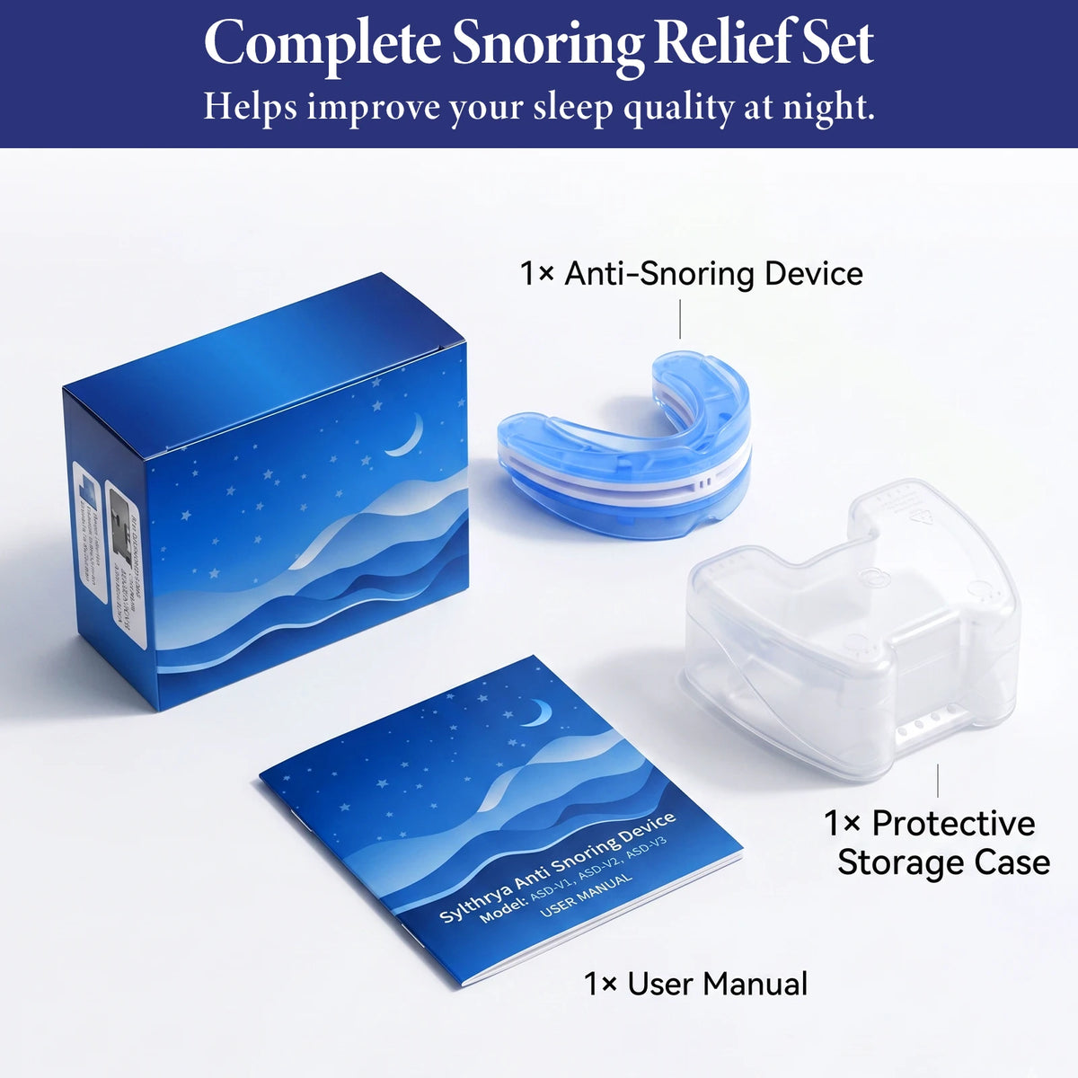 Adjustable Anti Snoring Mouthpiece Custom Fit Sleep Aid With Airflow