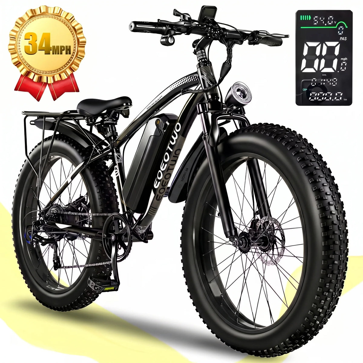EOEOTWO Electric Mountain Bike With Removable Battery And Disc Brakes