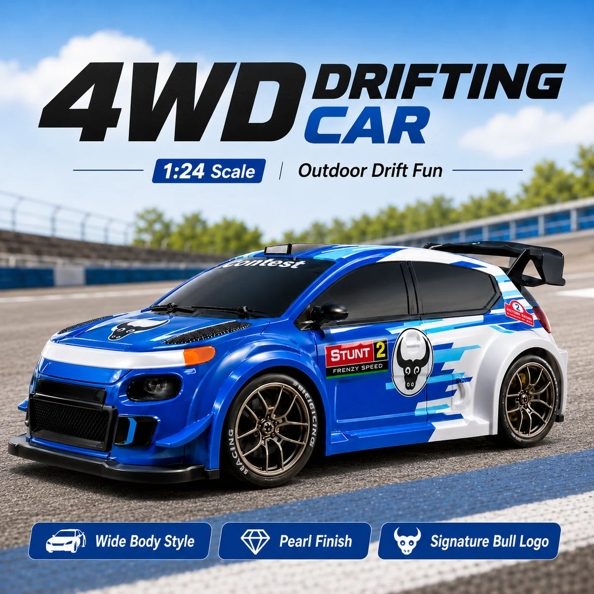 ZNLYRION 4WD RC Drift Car With LED Lights Remote Control