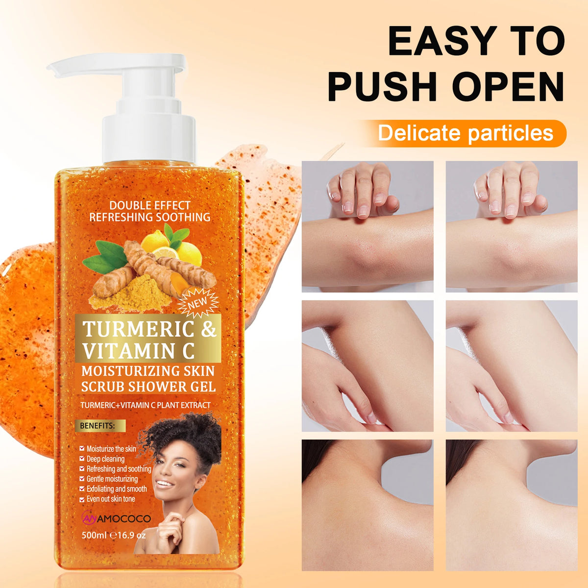 Amococo Turmeric Vitamin C Exfoliating Body Scrub Shower Gel