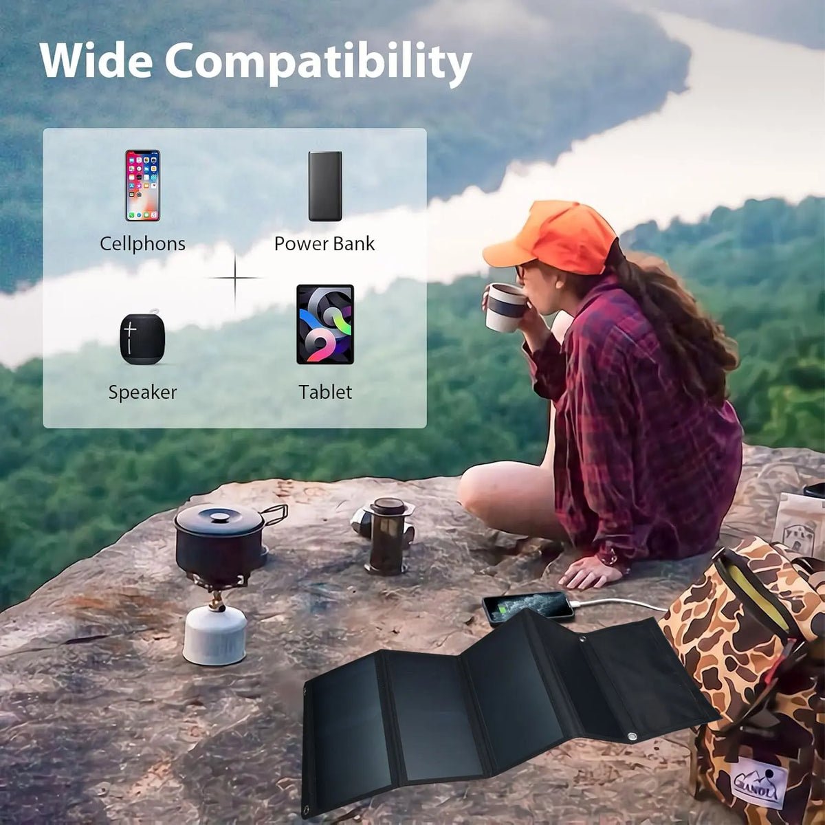 JINGYANGPV Foldable Solar Charger With Dual USB Ports For Camping