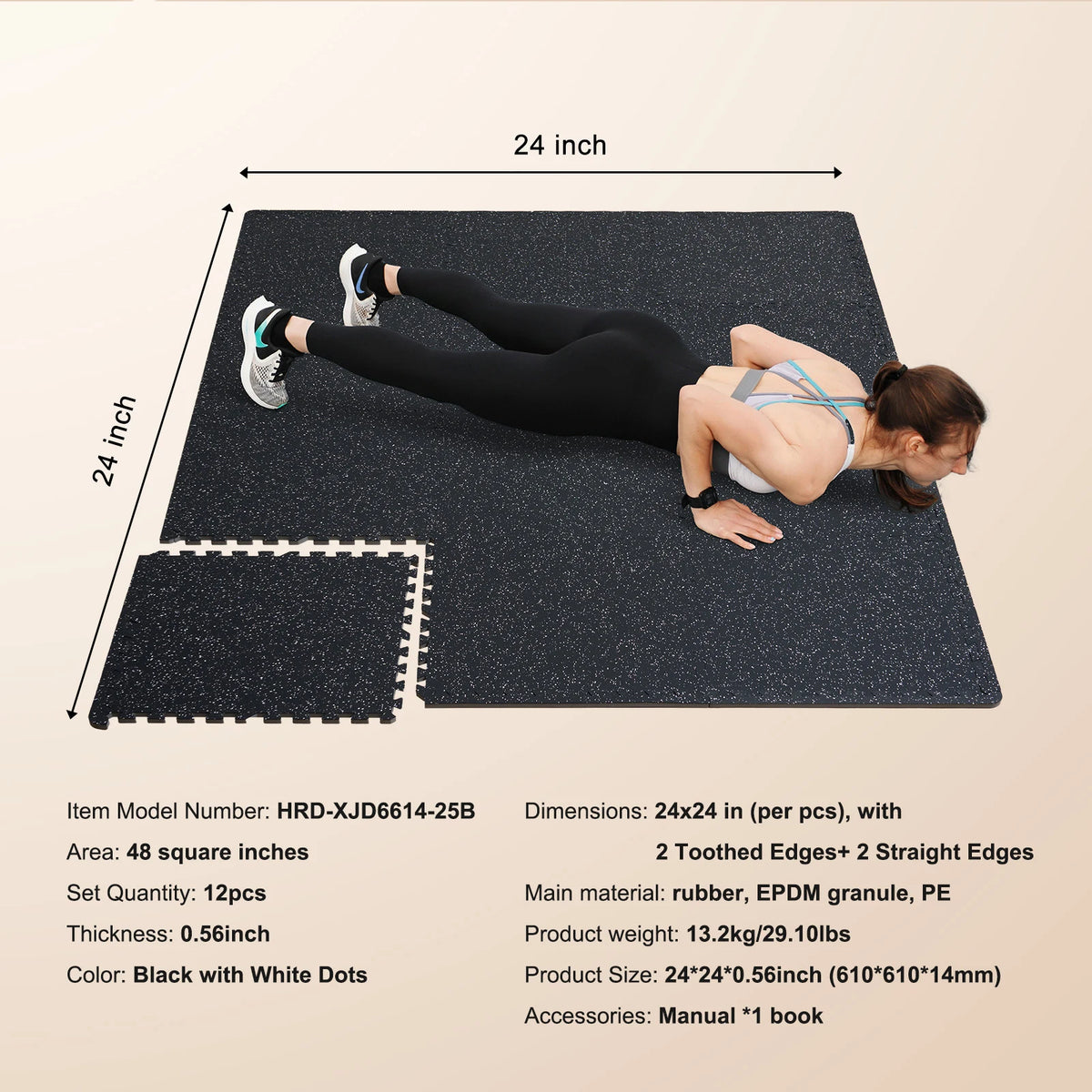 SucceBuy Rubber Top Interlocking Floor Mats for Gym and Home