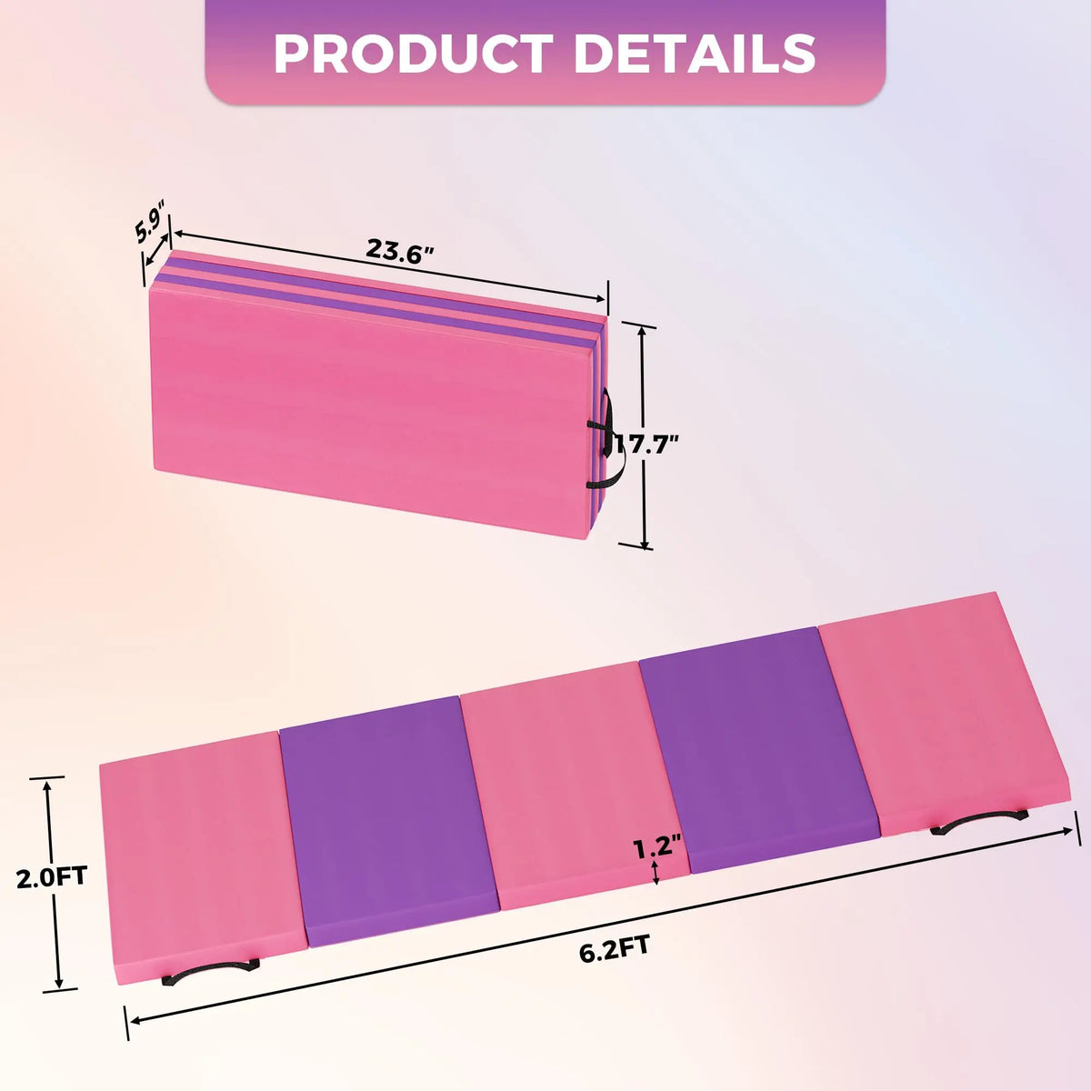 HiMISS Portable Folding Gymnastics Tumbling Mat for Home Workouts