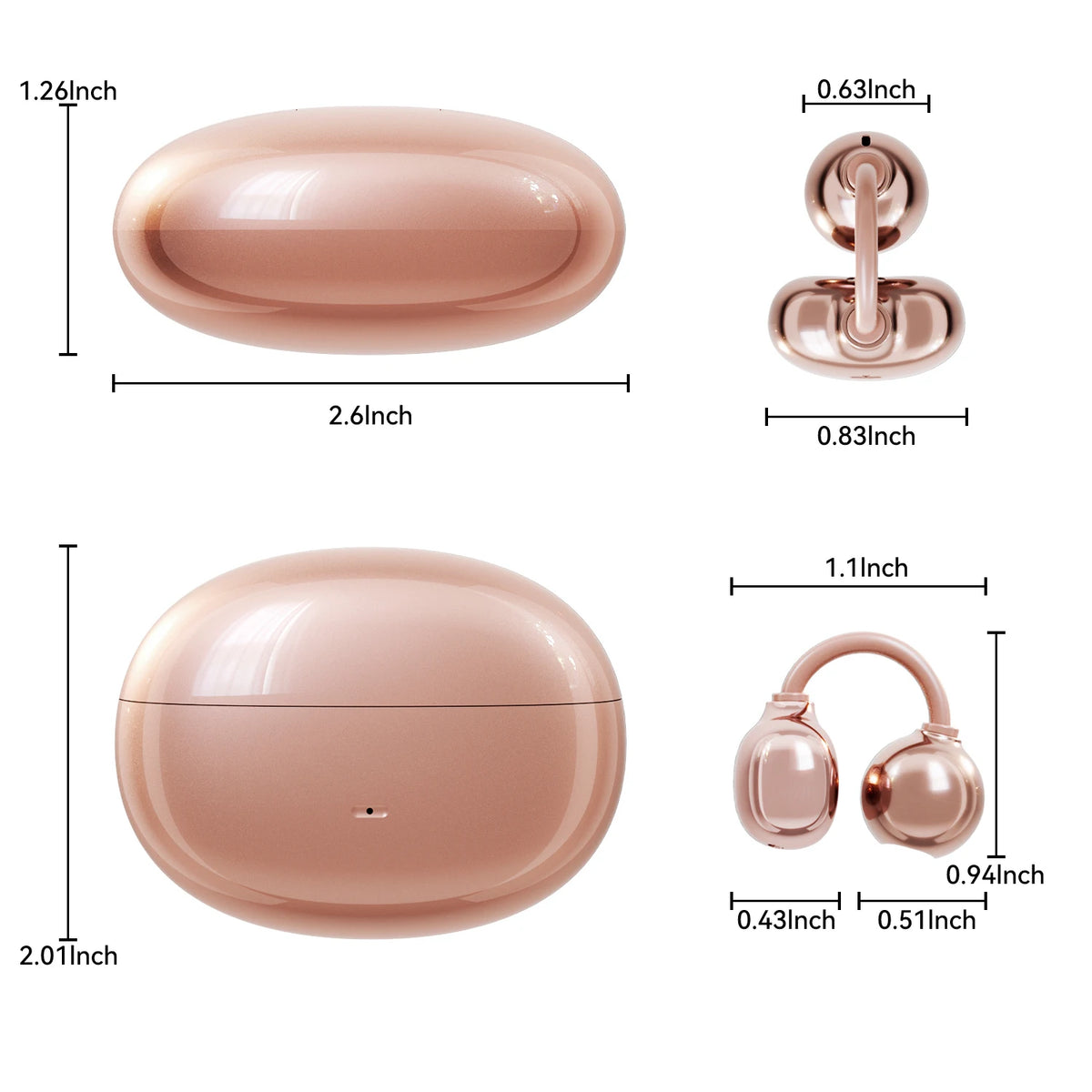 INSONIXN Open Ear Clip Wireless Bluetooth Earbuds With Microphone