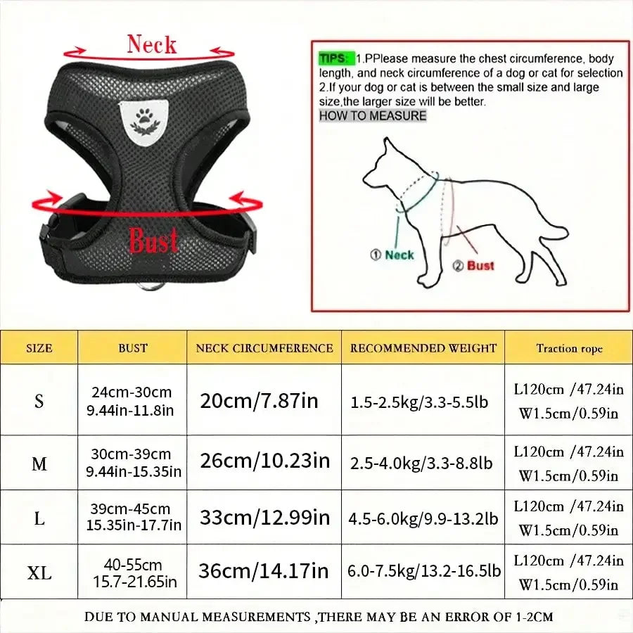 Breathable Mesh Pet Harness And Leash Set With Travel Bowl