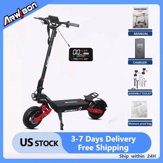Arwibon 1200W Foldable Electric Scooter With Disc Brakes
