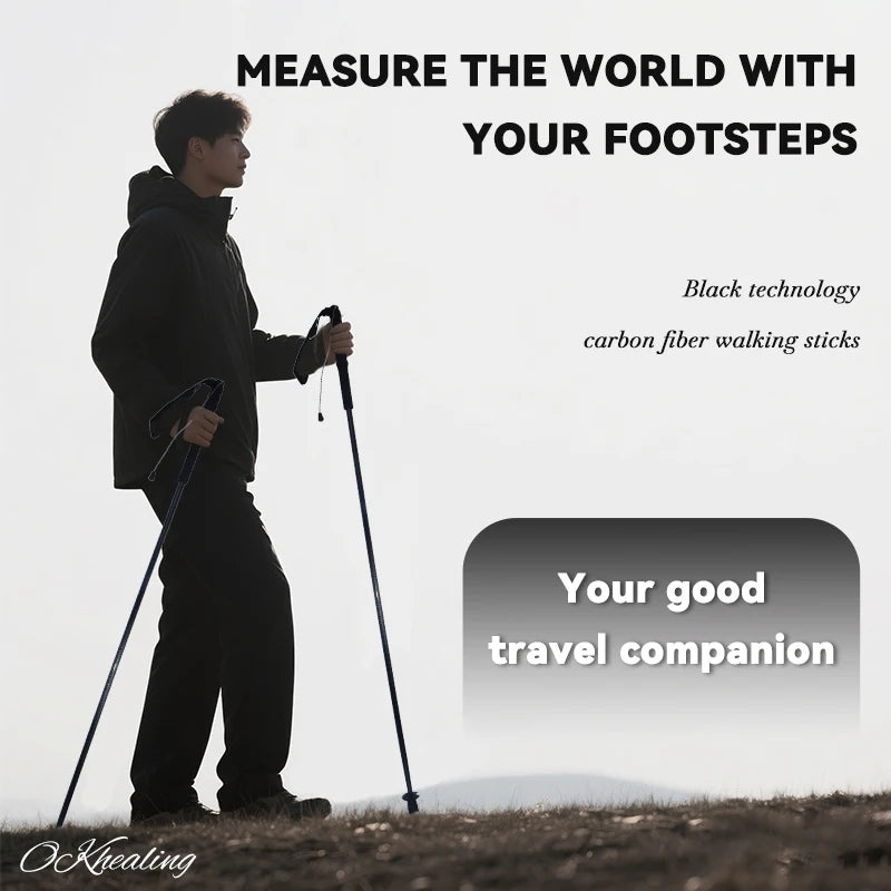 OKHEALING Carbon Fiber Folding Trekking Poles for Hiking and Travel