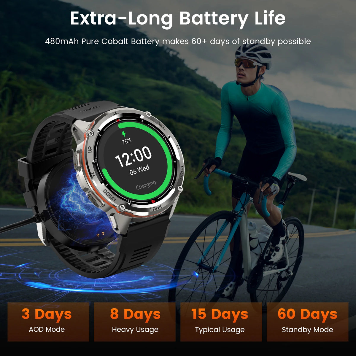 KOSPET TANK T3 Ultra Rugged GPS AMOLED Smartwatch for Men