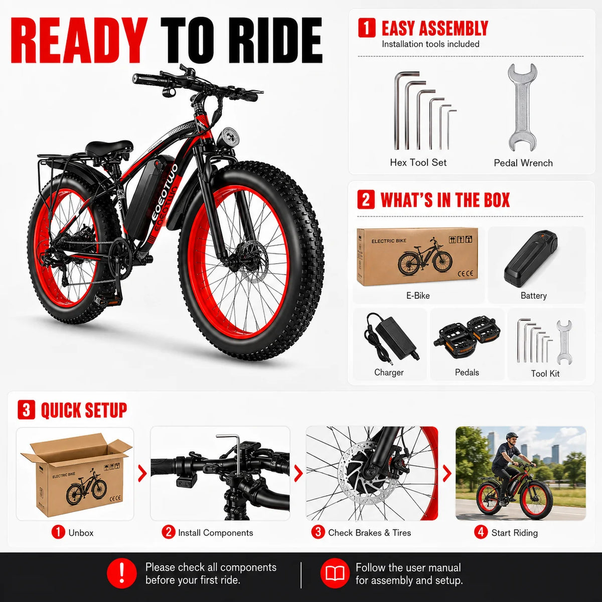 EOEOTWO Electric Mountain Bike With Removable Battery And Disc Brakes