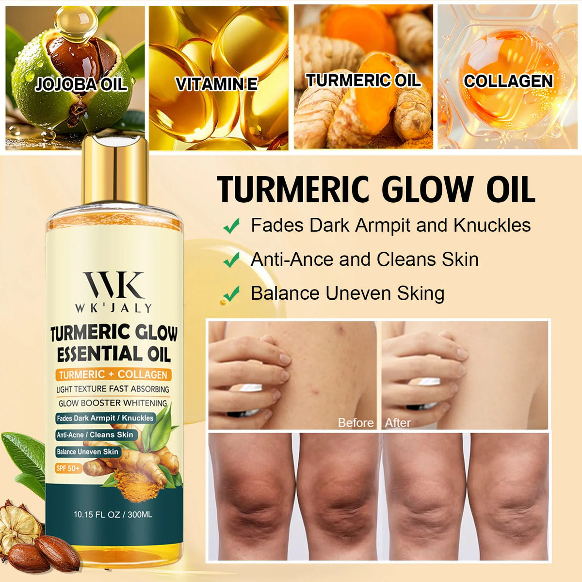 WK JALY Brightening Body Oil For Moisturized Smooth Looking Skin