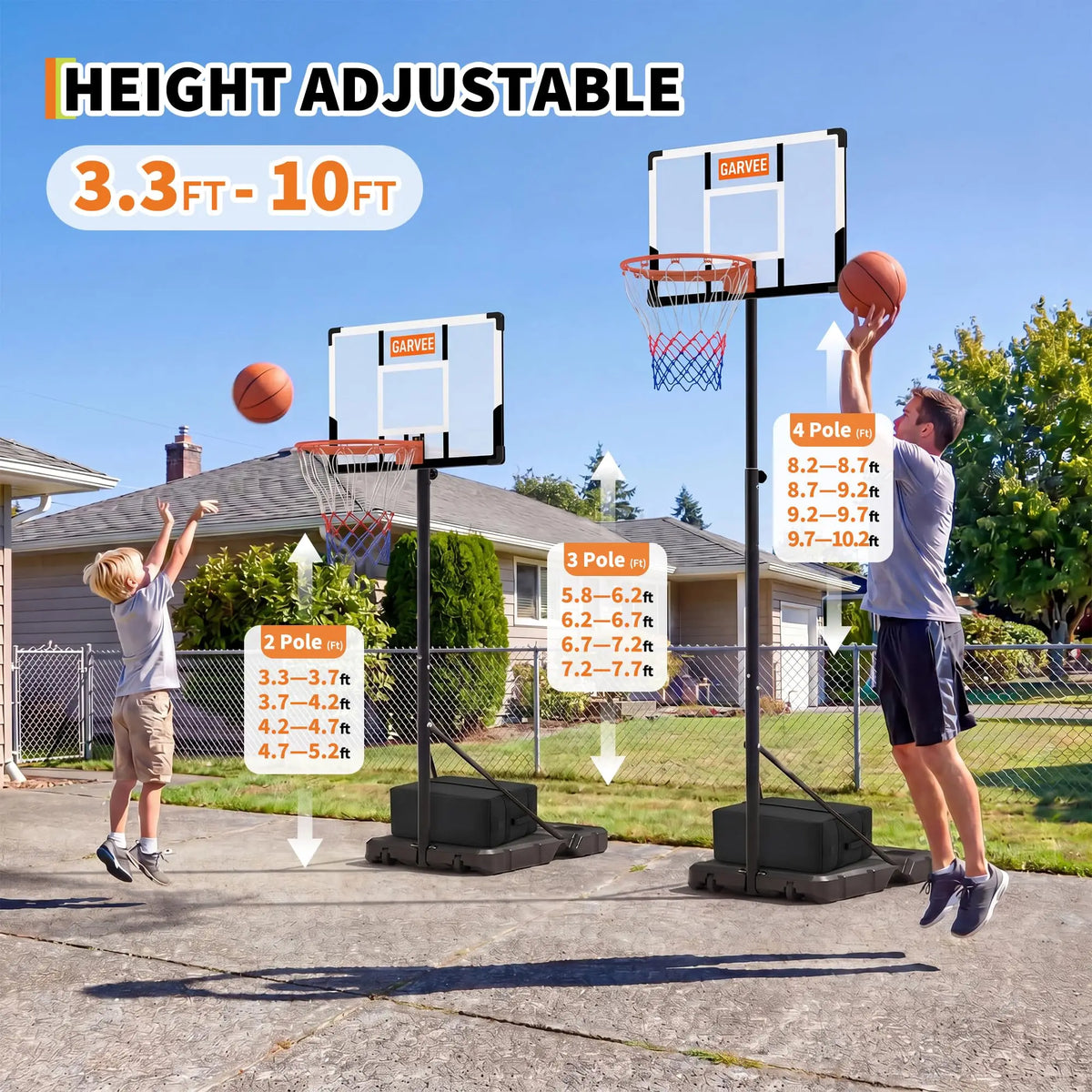 HiMISS Portable Adjustable Basketball Hoop For Indoor Outdoor Play