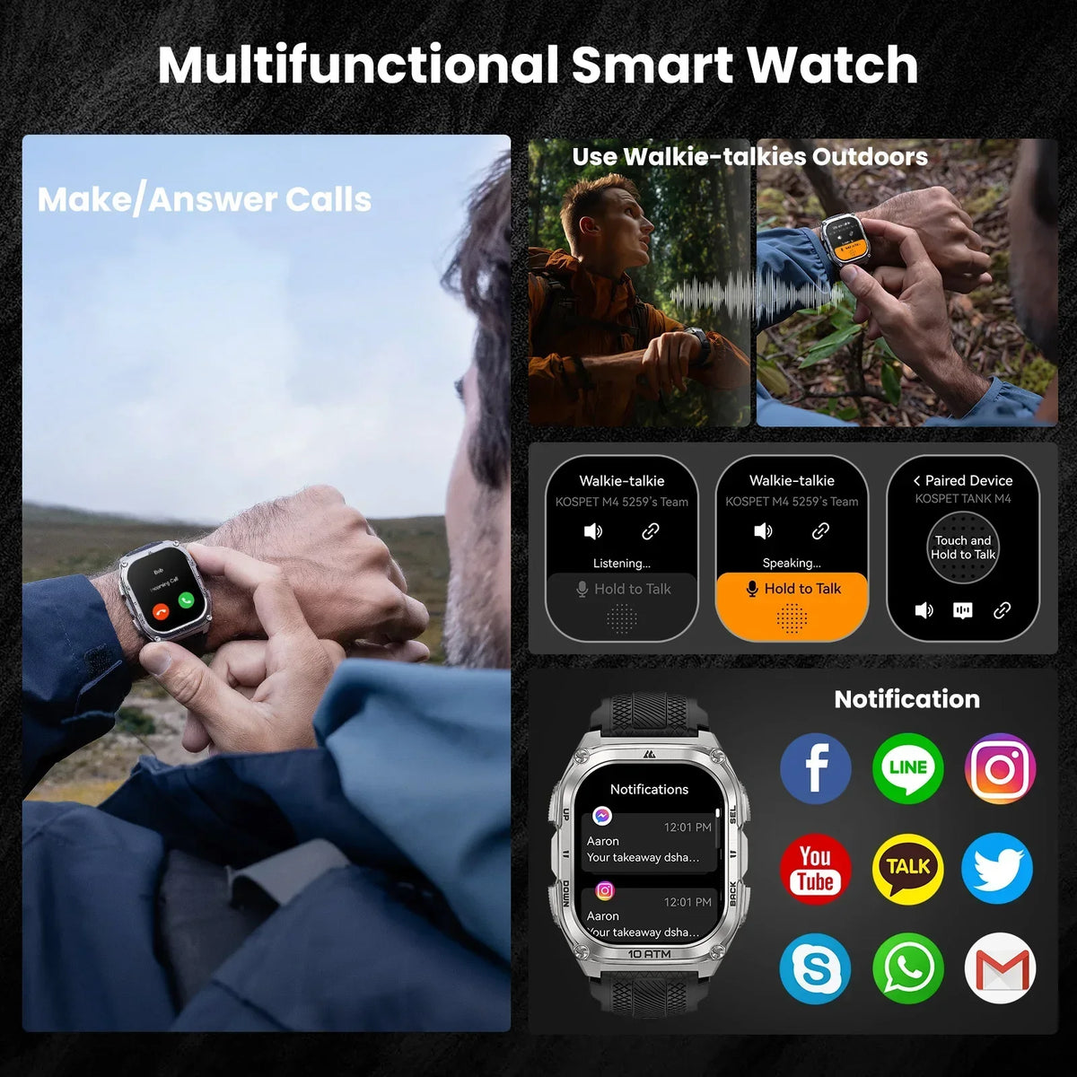 KOSPET Tank M4 Smartwatch With GPS And Health Monitoring