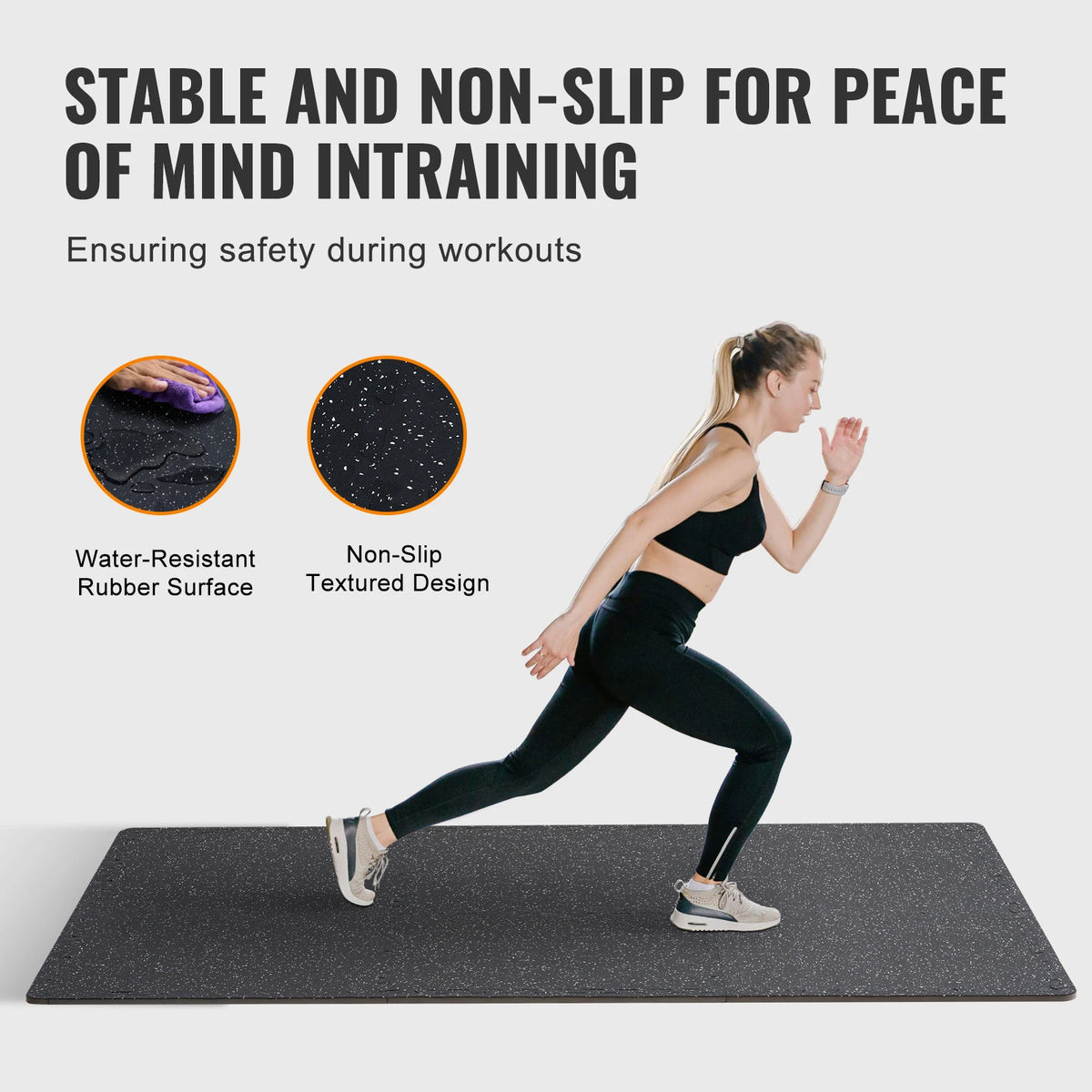 SucceBuy Rubber Top Interlocking Floor Mats for Gym and Home