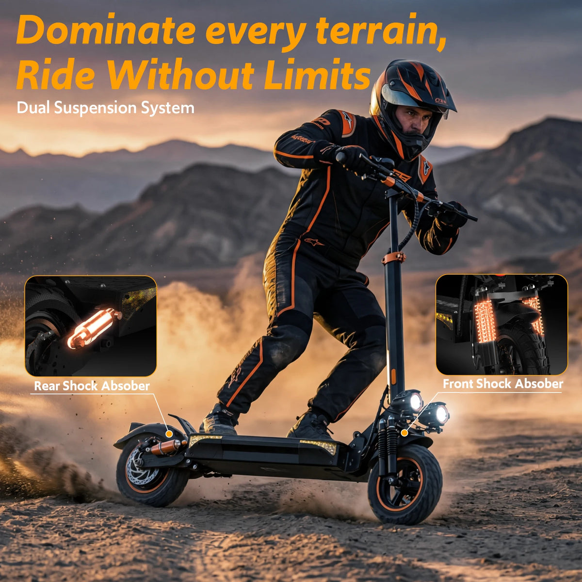 Osboo Off Road Electric Scooter With Powerful Motor And Suspension