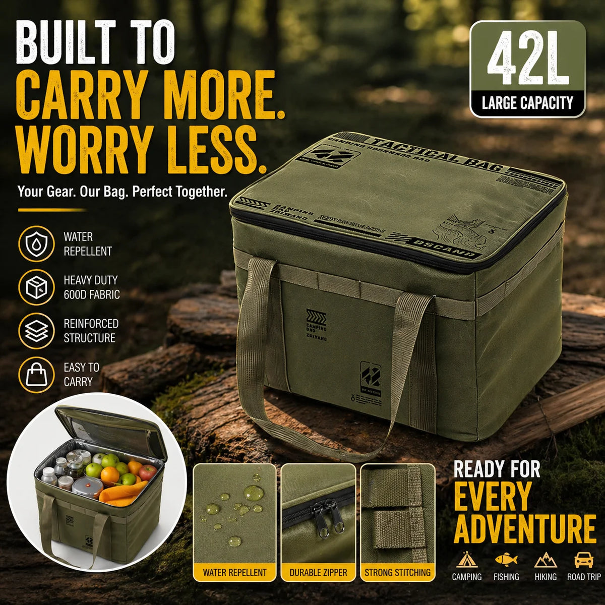 Heavy Duty Camping Storage Organizer For Cookware And Outdoor Gear
