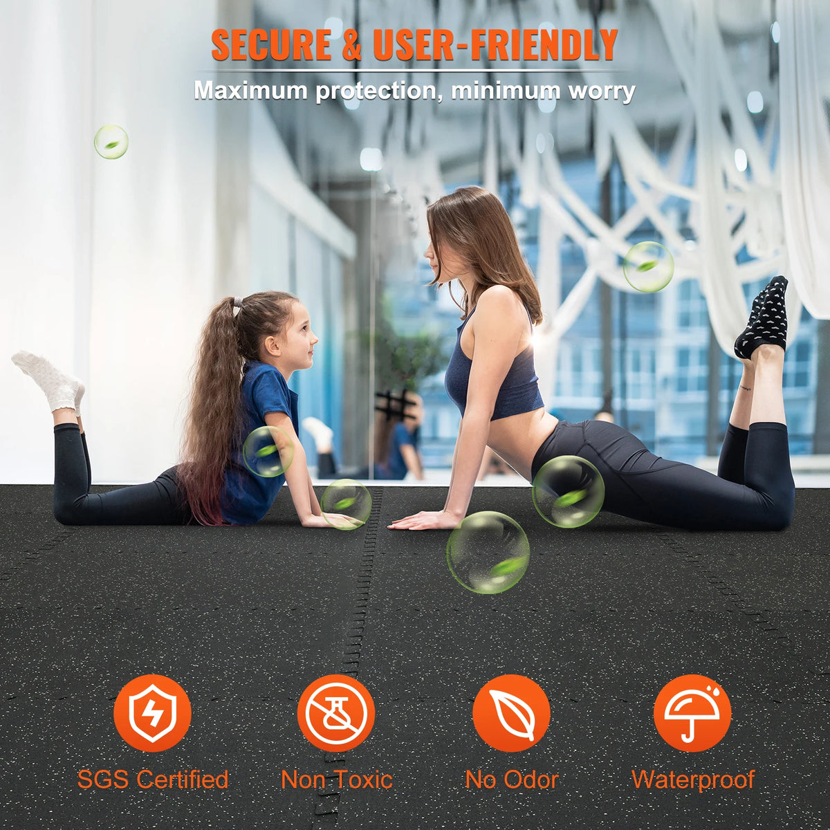 SucceBuy Interlocking Rubber Gym Floor Mats For Home Workouts