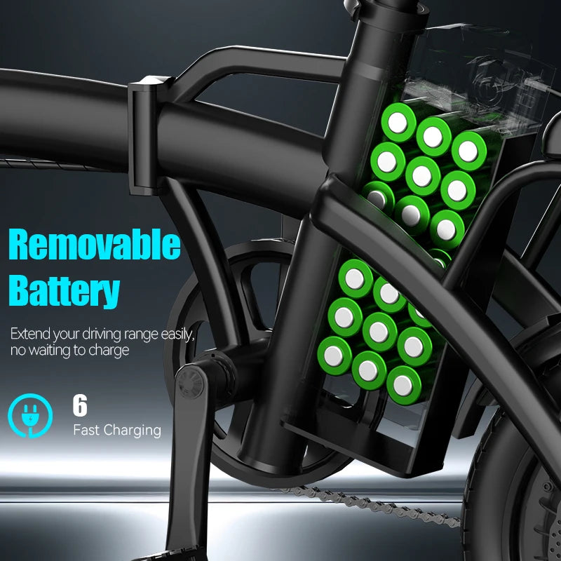 500W Folding Electric Bike for Adults With Basket and Brakes