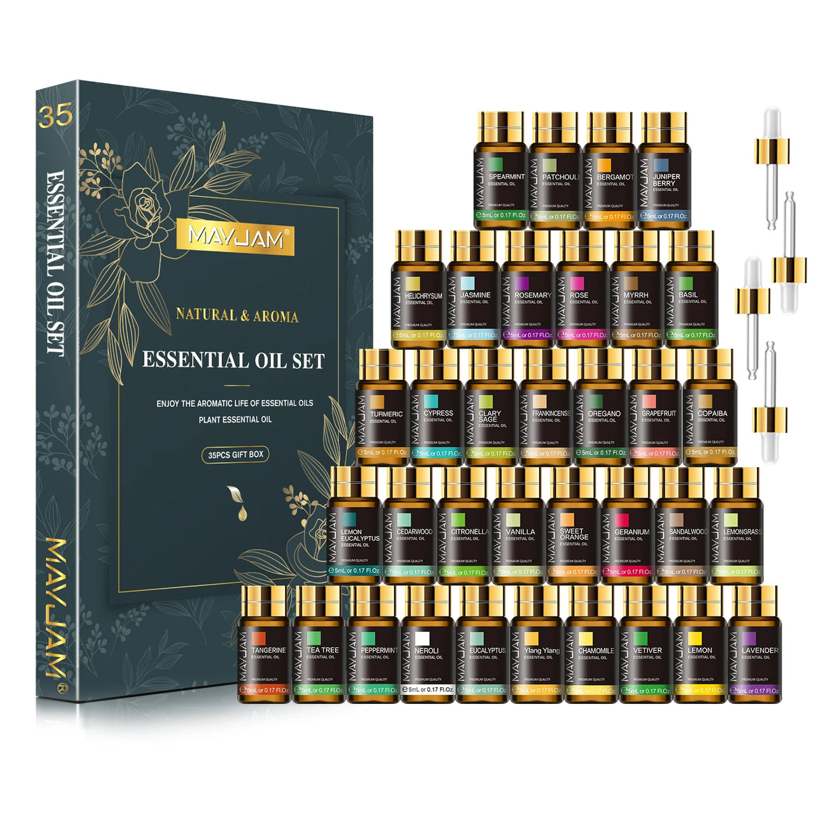 MAYJAM Essential Oils Aromatherapy Gift Set With Droppers