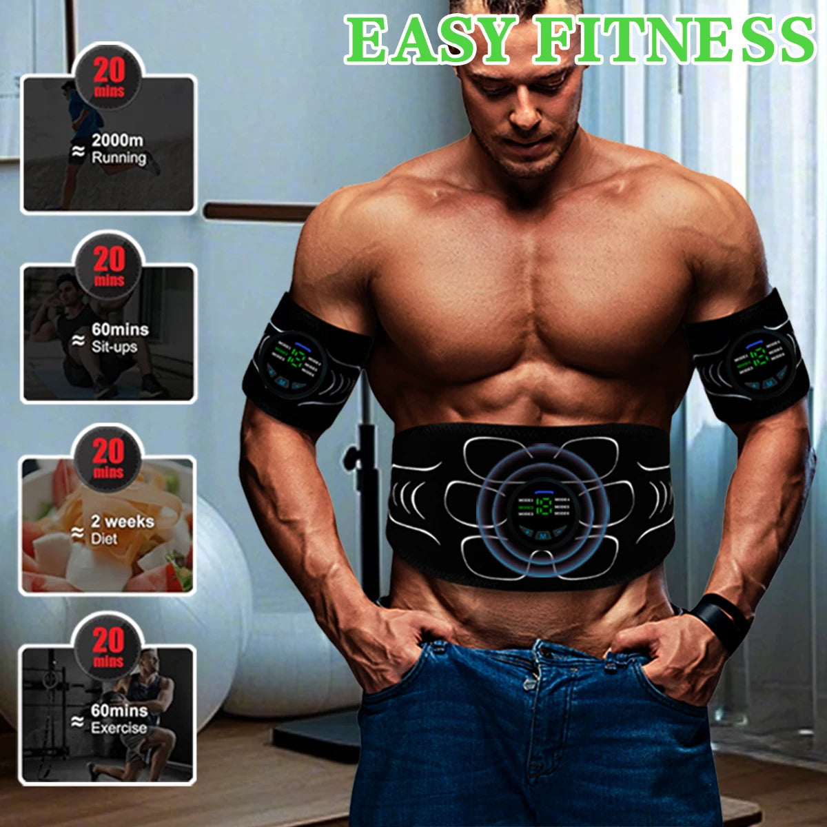 Woflend Rechargeable EMS Muscle Stimulator Fitness Massage Belt