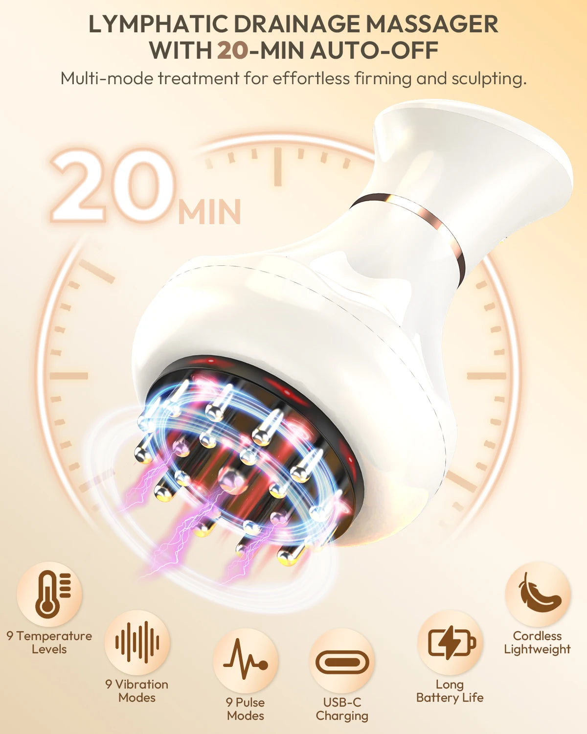 Lymphatic Drainage Massager With Heat Vibration And Pulse Therapy