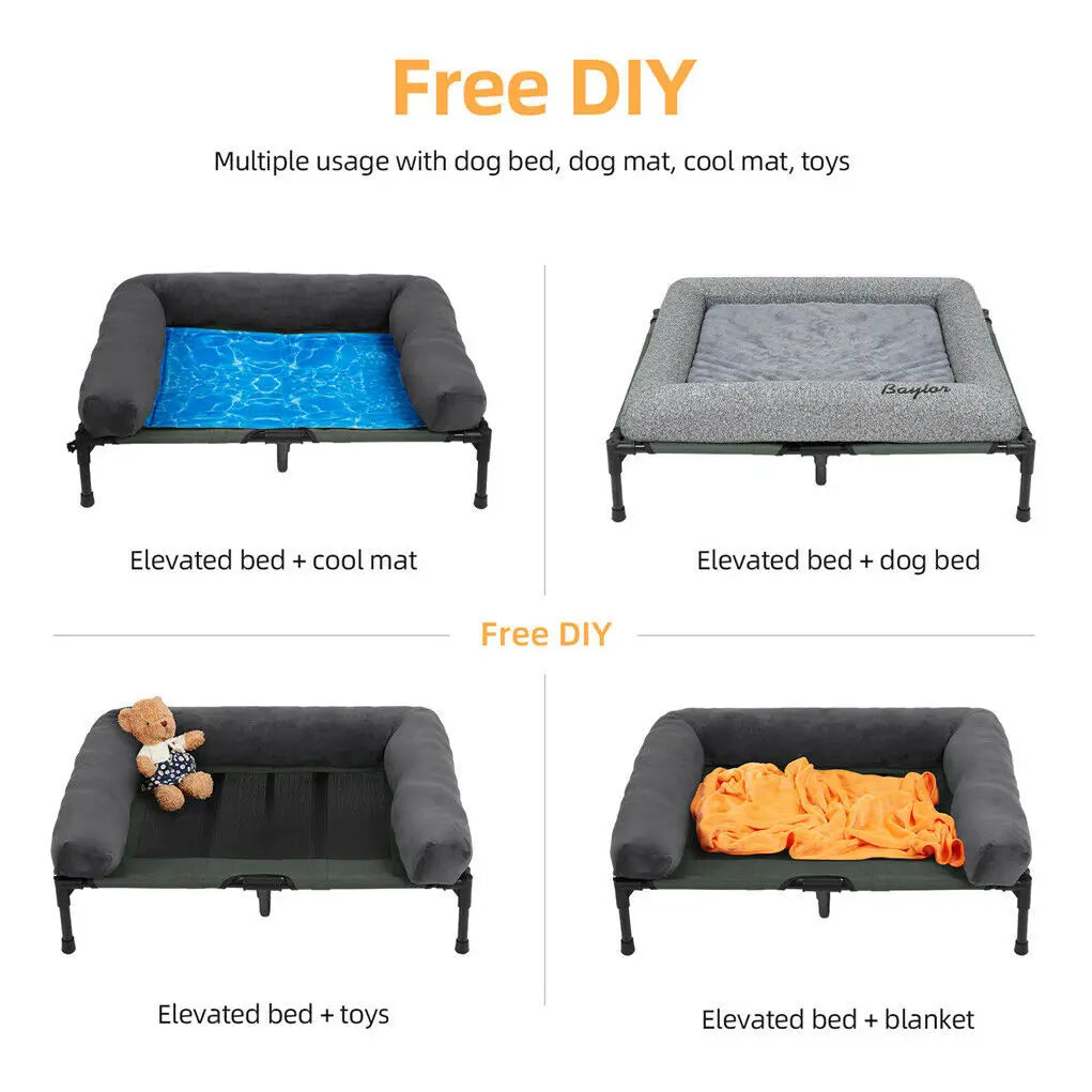 BINGOPAW Elevated Pet Bed With Detachable Plush Bolster