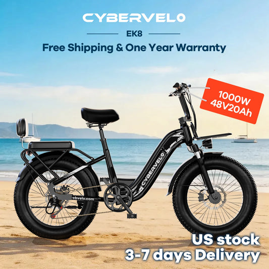 CBVELO Step Through Fat Tire Electric Bike With Removable Battery