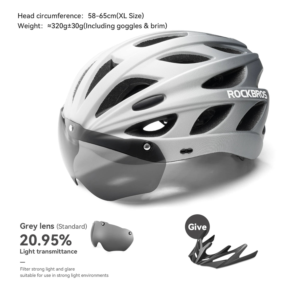 ROCKBROS Integrated Cycling Helmet With Goggles For MTB Road Safety