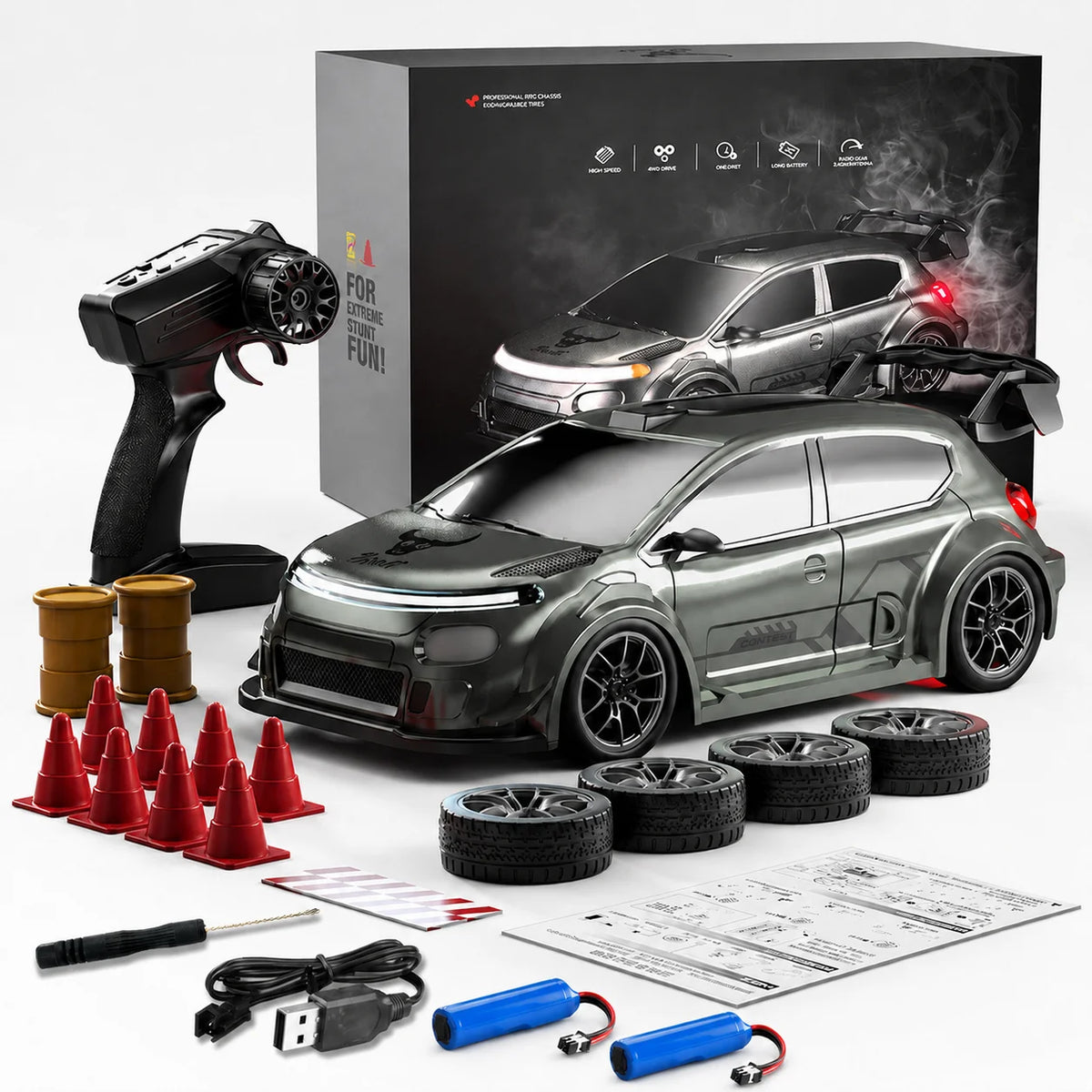 ZNLYRION 4WD RC Drift Car With LED Lights Remote Control