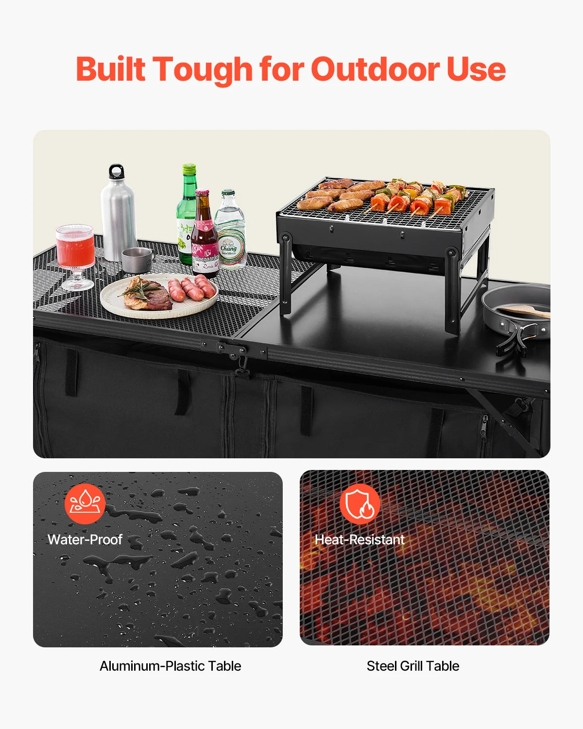 SucceBuy Portable Outdoor Camping Kitchen Cooking Table