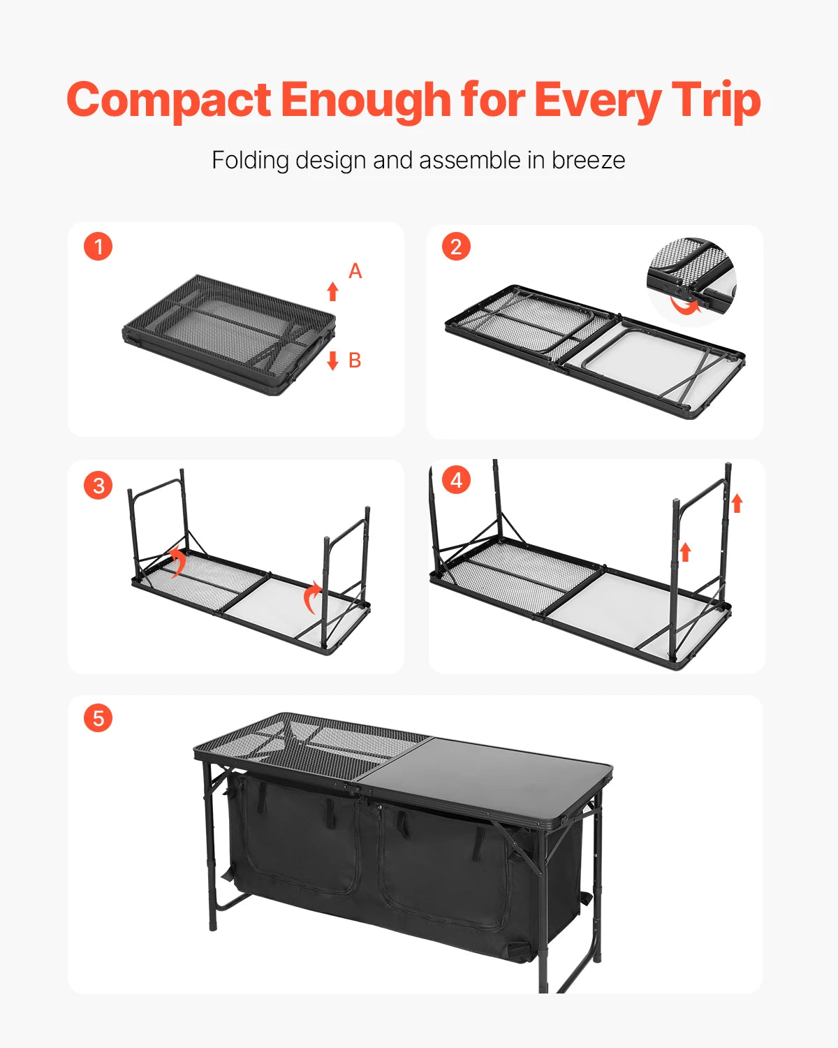 SucceBuy Portable Outdoor Camping Kitchen Cooking Table