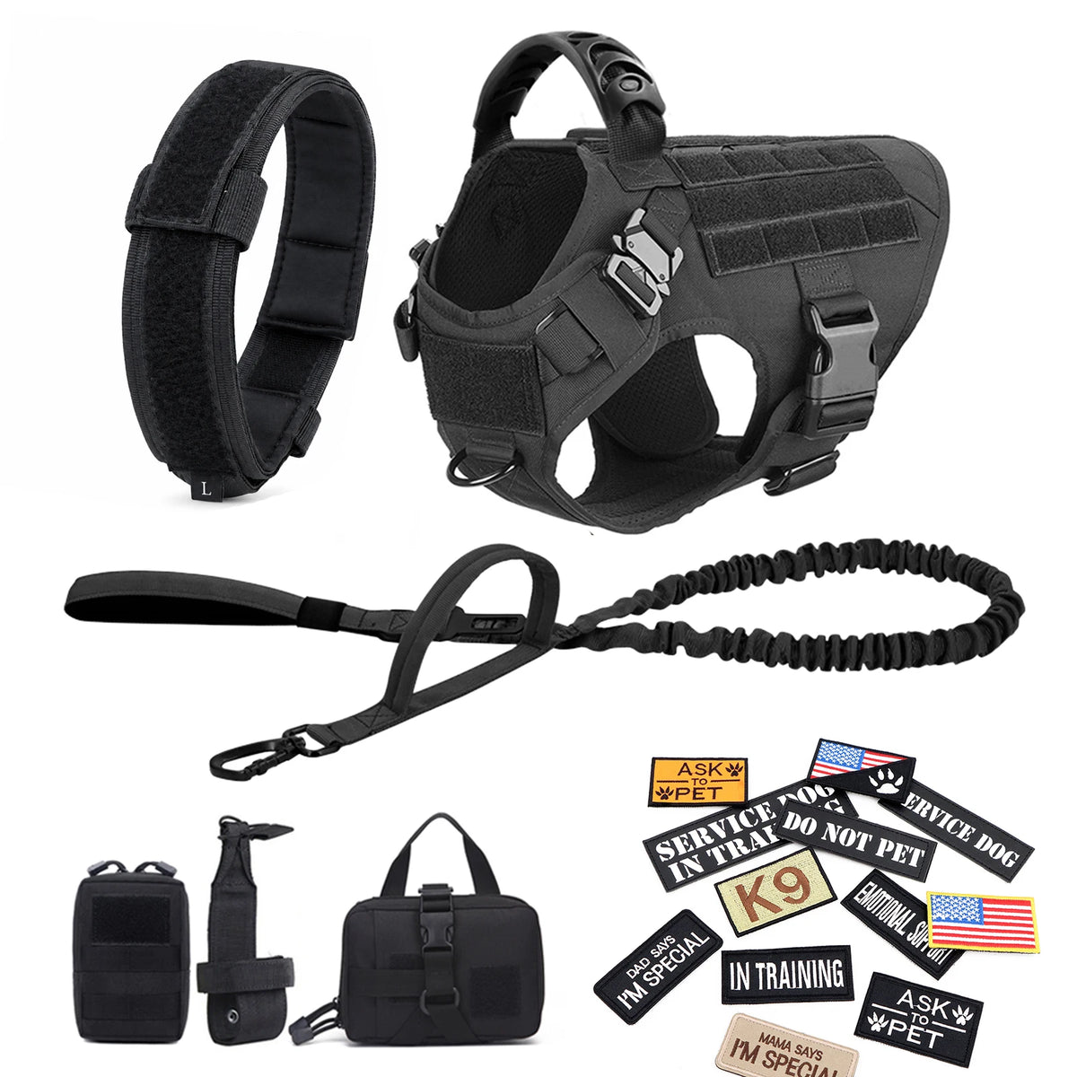 PETRAVEL Tactical Dog Harness Vest With Leash And Training Patches
