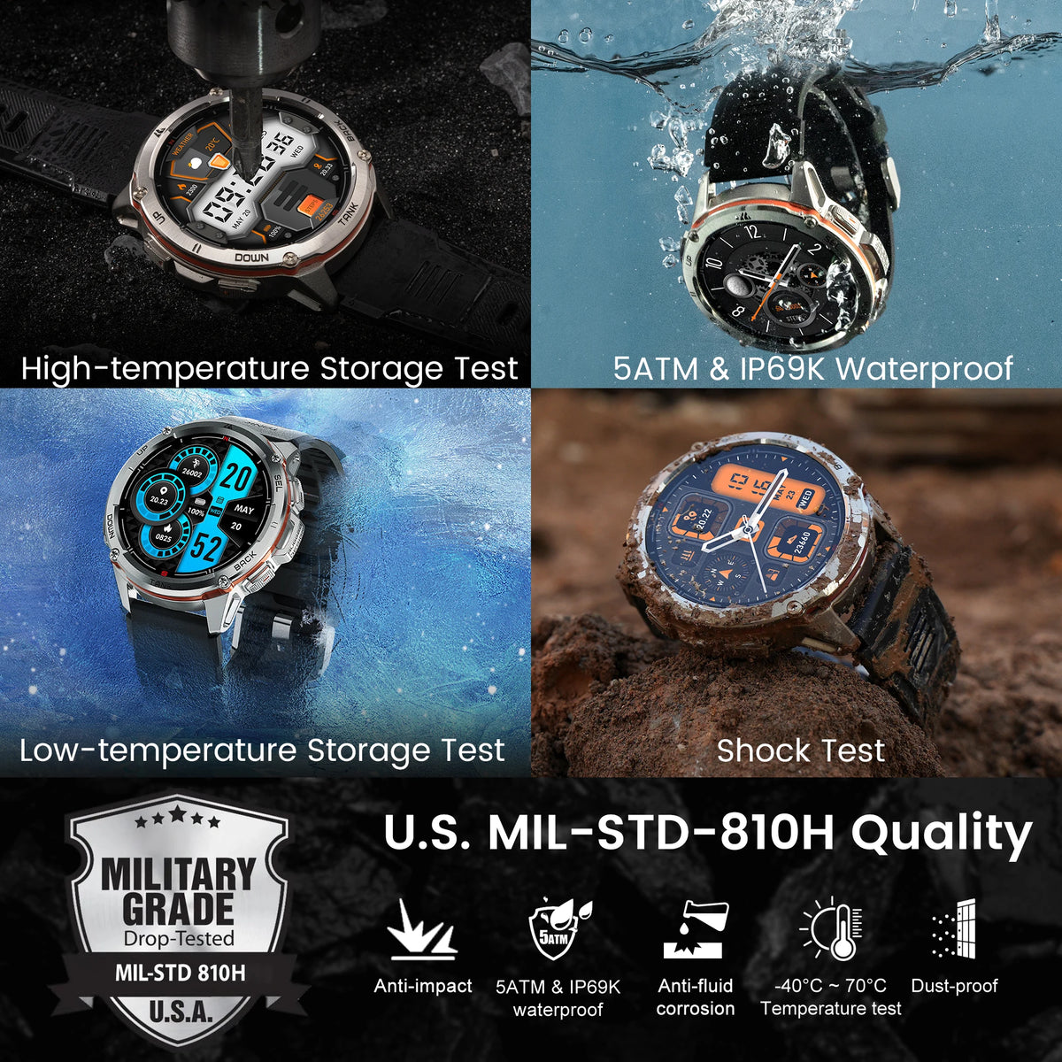 KOSPET TANK T3 Ultra Rugged GPS AMOLED Smartwatch for Men