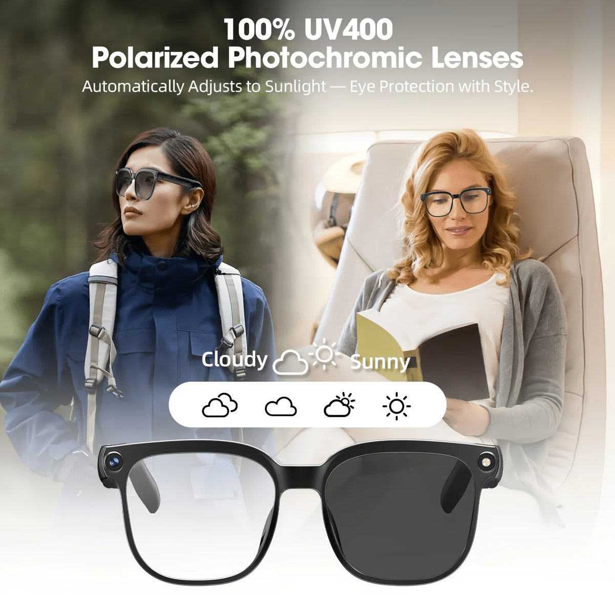 Smart Camera Glasses With HD Video, Bluetooth Audio And Translation