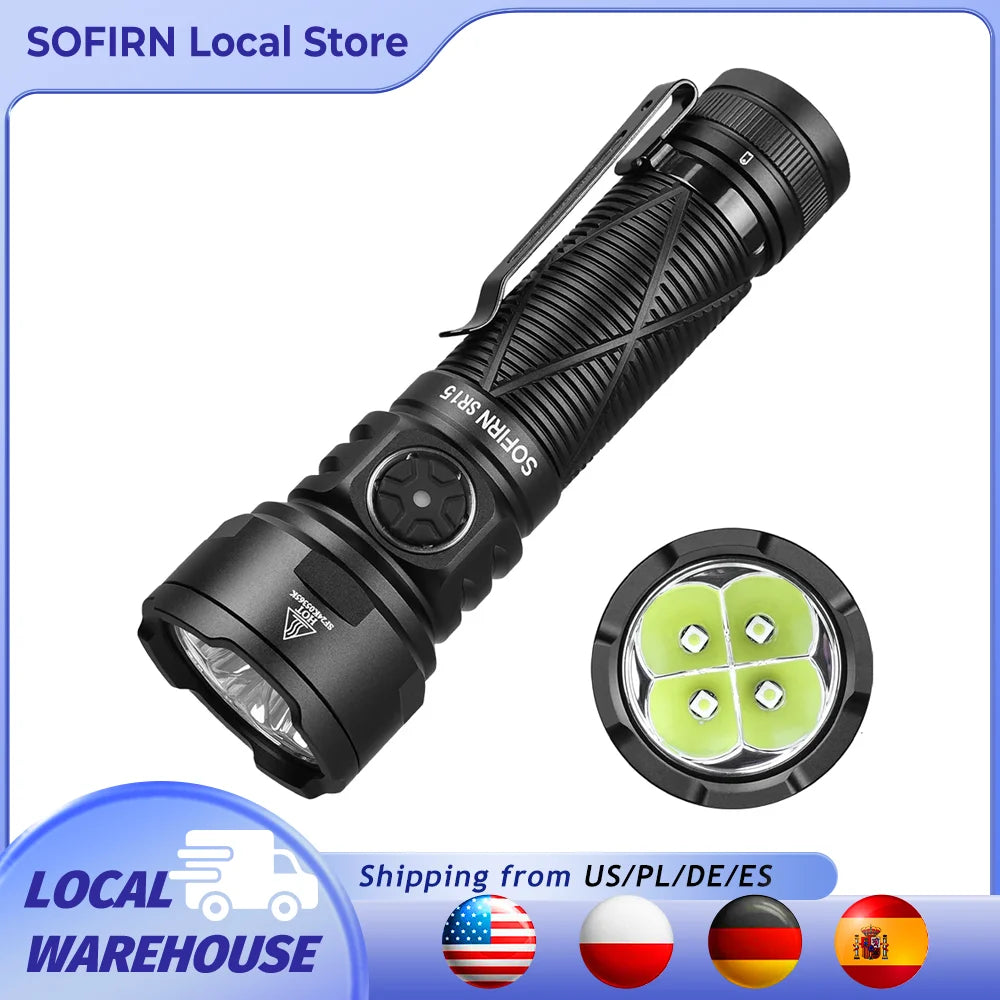Sofirn SR15 Powerful Rechargeable LED Flashlight With USB C Charging