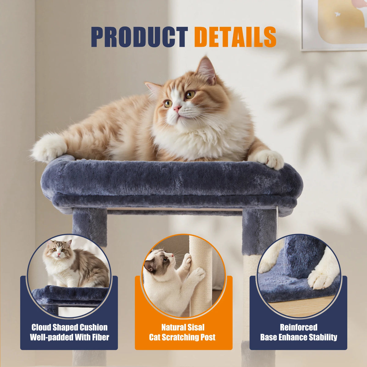 JHK Multi-Level Cat Tree With Sisal Scratching Posts