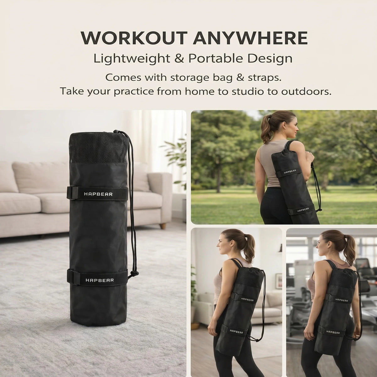 HAPBEAR Extra Large Non Slip TPE Yoga Mat for Fitness