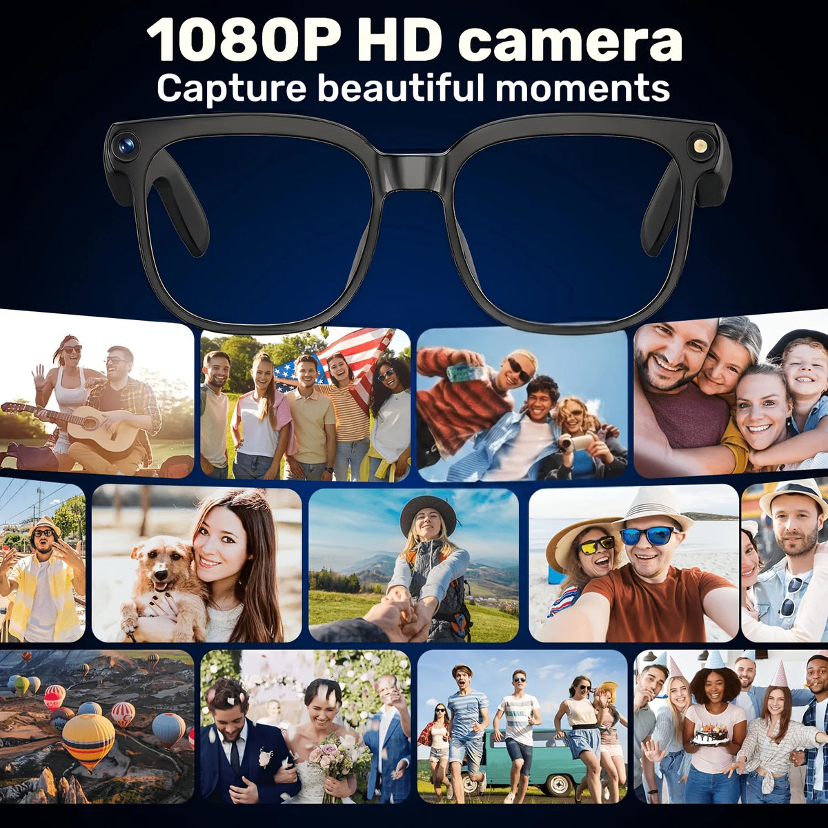 Smart Camera Glasses With HD Video, Bluetooth Audio And Translation