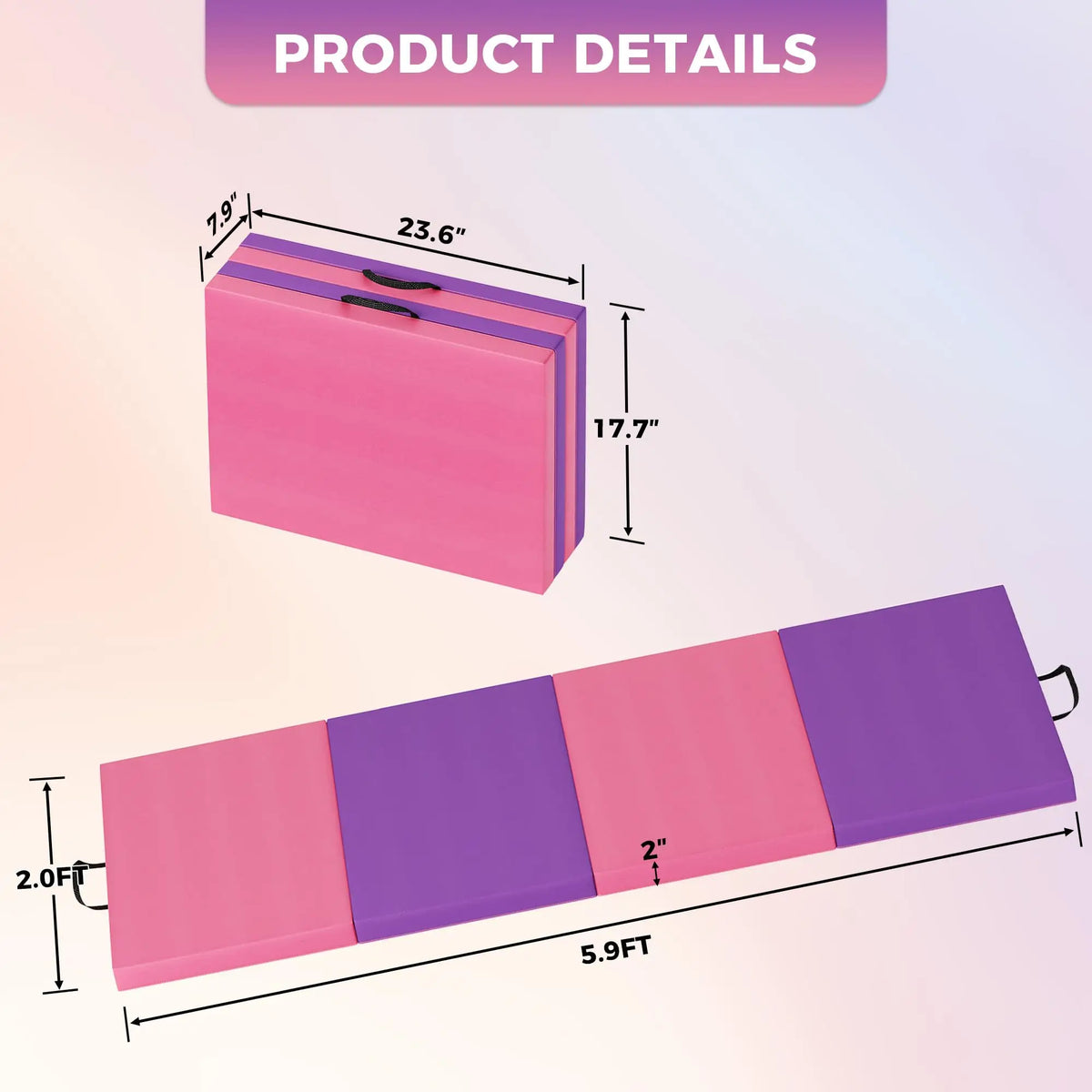 HiMISS Portable Folding Gymnastics Tumbling Mat for Home Workouts