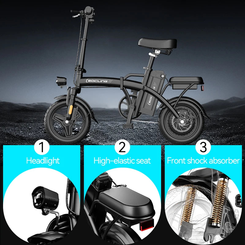 500W Folding Electric Bike for Adults With Basket and Brakes